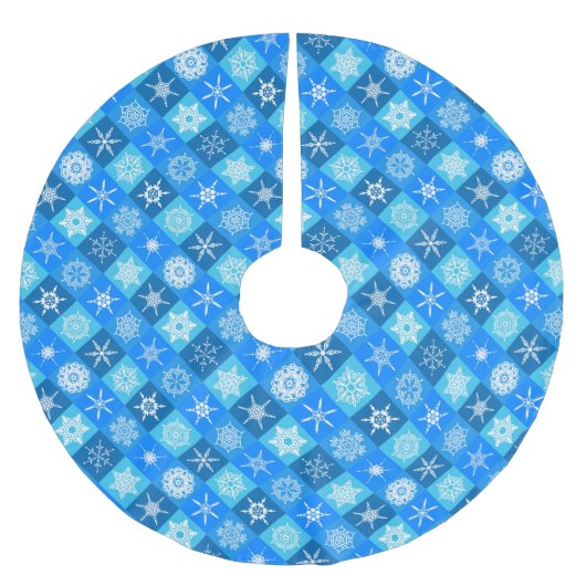 Niedliche Schneeflockenmuster Polyester Weihnachtsbaumdecke (Vorderseite)