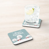 Niedliche Schneehäuser und Bäume Weihnachten Getränkeuntersetzer (Rechte Seite)