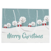 Niedliche Schneehäuser und Bäume Weihnachten Große Geschenktüte (Rückseite)