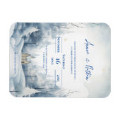 Niedliche Schneelandschaft Winter Hochzeit Einladu Magnet (Horizontal)