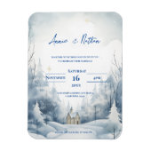 Niedliche Schneelandschaft Winter Hochzeit Einladu Magnet (Vertikal)