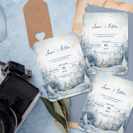 Niedliche Schneelandschaft Winter Hochzeit Einladu Magnet