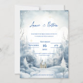 Niedliche Schneelandschaft Winterhochzeit Magneteinladung (Vorderseite)