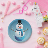 Niedliche Schneemann-Illustrationsplatte Pappteller (Party)