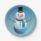 Niedliche Schneemann-Illustrationsplatte Pappteller (Vorderseite)