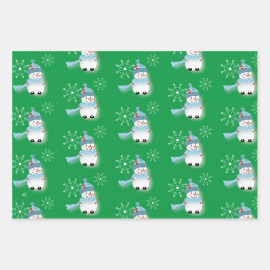 Niedliche Schneemann-Muster-Papierblätter Geschenkpapier Set (Vorderseite 3)