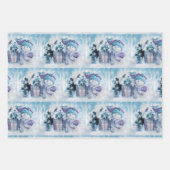 Niedliche Schneemann-Papierblätter Geschenkpapier Set (Vorderseite)