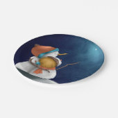 Niedliche Schneemänner am Abend, die Weihnachten Pappteller (Schrägansicht)