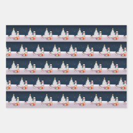 Niedliche Schneemänner Frohe Weihnachtsbaumschnee Geschenkpapier Set