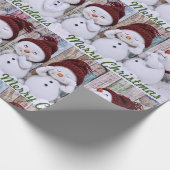 Niedliche Schneemänner glückliche Ferien Frohe Wei Geschenkpapier (Ecke)