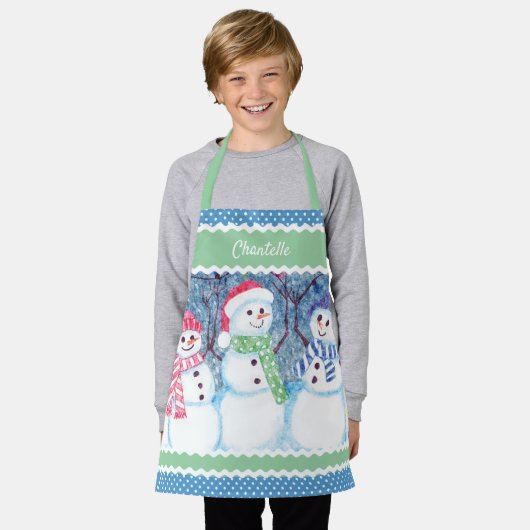 Niedliche Schneemänner im Dezember - SchneeballIll Schürze (Getragen)