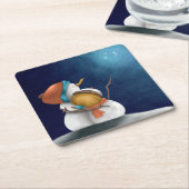 Niedliche Schneemänner in Starry Night Weihnachtsf Rechteckiger Pappuntersetzer (angewinkelt)