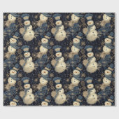 Niedliche Schneemänner mit Schneeflocken-Design Geschenkpapier (Flach)