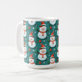 Niedliche Schneemänner mit Weihnachtsbaum Kaffeetasse (Vorderseite Links)