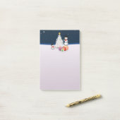 Niedliche Schneemänner mit Weihnachtsbaum Post-it Klebezettel (Auf Schreibtisch)