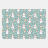 Niedliche Schneemänner schenken Schneeflocken an W Geschenkpapier Set (Vorderseite)