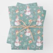 Niedliche Schneemänner schenken Schneeflocken an W Geschenkpapier Set (Beispiel)
