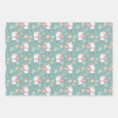 Niedliche Schneemänner schenken Schneeflocken an W Geschenkpapier Set (Vorderseite 3)