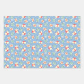 Niedliche Schneemänner schenken Schneeflocken auf  Geschenkpapier Set (Vorderseite 2)