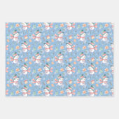 Niedliche Schneemänner schenken Schneeflocken auf  Geschenkpapier Set (Vorderseite 3)