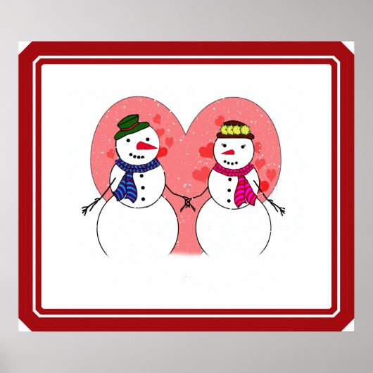 Niedliche Schneemänner Schneewittchen - Schnee in  Poster (Vorne)