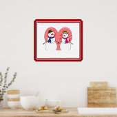 Niedliche Schneemänner Schneewittchen - Schnee in  Poster (Küche)