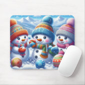 Niedliche Schneemänner spielen Wintermaus-Geschenk Mousepad (Mit Mouse)