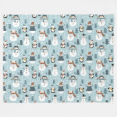 Niedliche Schneemänner und Pinguine Fleece Blanket (Vorderseite (Horizontal))