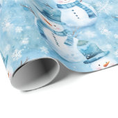 Niedliche Schneemänner und Schneeflocken Geschenkpapier (Rolleneckpunkt)
