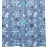 Niedliche Schneemänner und Schneeflocken in aquama Duschvorhang (Vorderseite)