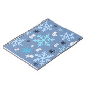 Niedliche Schneemänner und Schneeflocken in aquama Notizblock (Linke Seite)