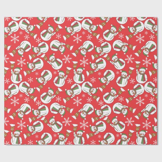 Niedliche Schneemänner und Snowflakes Weihnachten Geschenkpapier (Flach)