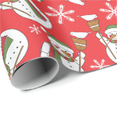 Niedliche Schneemänner und Snowflakes Weihnachten Geschenkpapier (Rolleneckpunkt)
