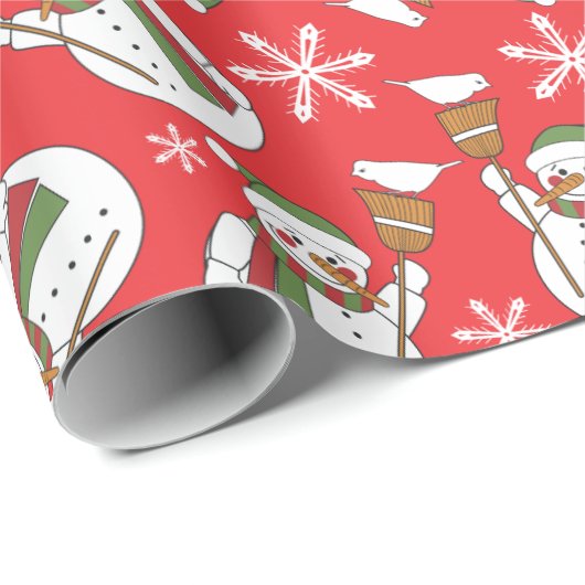 Niedliche Schneemänner und Snowflakes Weihnachten Geschenkpapier (Rolleneckpunkt)