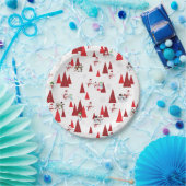 Niedliche Schneemänner und Weihnachtsbaumen Pappteller (Party)