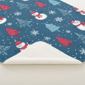 Niedliche Schneemänner und Weihnachtsbaummuster Sherpadecke (3/4)