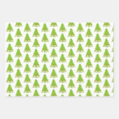 Niedliche Schneemänner und Weihnachtsbaumvorstellu Geschenkpapier Set (Vorderseite)