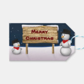 Niedliche Schneemänner wünschen frohe Weihnachten Geschenkanhänger (Vorderseite (Horizontal))