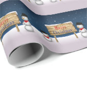 Niedliche Schneemänner wünschen frohe Weihnachten Geschenkpapier (Rolleneckpunkt)