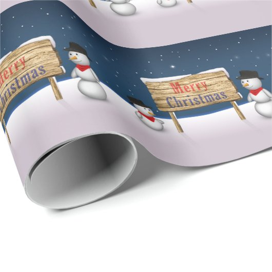Niedliche Schneemänner wünschen frohe Weihnachten Geschenkpapier (Rolleneckpunkt)