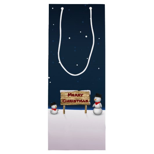 Niedliche Schneemänner wünschen frohe Weihnachten Geschenktüte Für Weinflaschen (Rückseite)