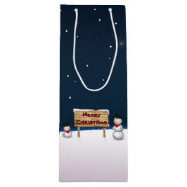 Niedliche Schneemänner wünschen frohe Weihnachten Geschenktüte Für Weinflaschen