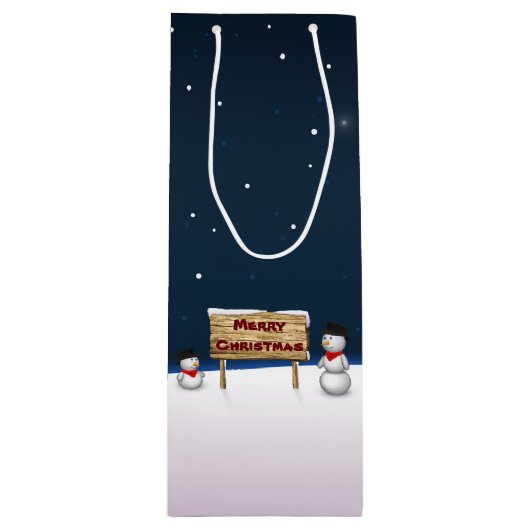 Niedliche Schneemänner wünschen frohe Weihnachten Geschenktüte Für Weinflaschen (Vorderseite)