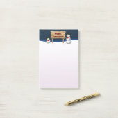 Niedliche Schneemänner wünschen frohe Weihnachten Post-it Klebezettel (Auf Schreibtisch)