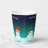 Niedliche Schneemannsfamilie Pappbecher (Rechts)