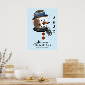 niedliche Schneemobilität frohe Weihnachten Poster (Küche)