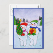 Niedliche Schneeschuh Weihnachtslandschaft Postkar Postkarte (Vorne/Hinten)