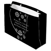 niedliche Schneeszene für Weihnachten Große Geschenktüte (Rückseite Schrägansicht)