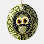 niedliche Schnurrbarteule Keramik Ornament (Links)