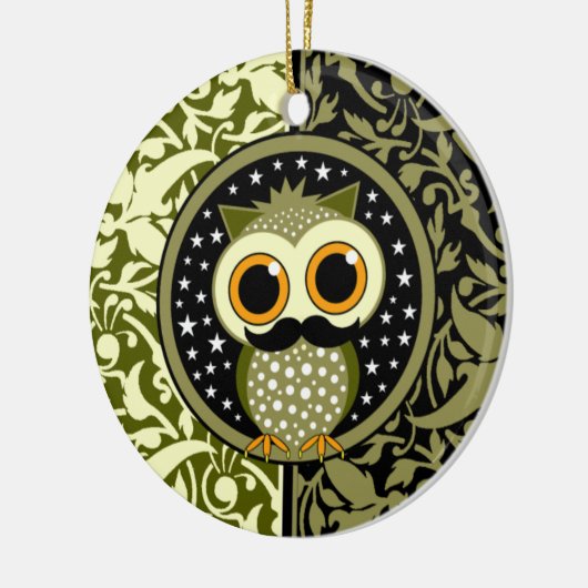 niedliche Schnurrbarteule Keramik Ornament (Links)